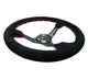 NRG Reinforced Steering Wheel (350mm / 3in. Deep) Blk Suede w/Red Stitching & 5mm Spokes w/Slits - My Store