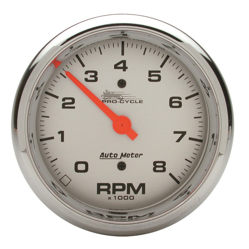 Autometer Pro-Cycle Gauge Tach 3 3/4in 8K Rpm 2&4 Cylinder Silver - My Store
