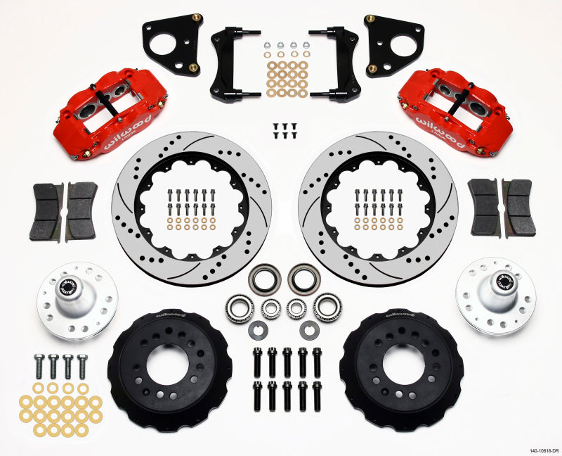 Wilwood Narrow Superlite 6R Front Hub Kit 14.00in Drill Red 62-72 CDP B & E Body-Drum - Mammoth Racing -