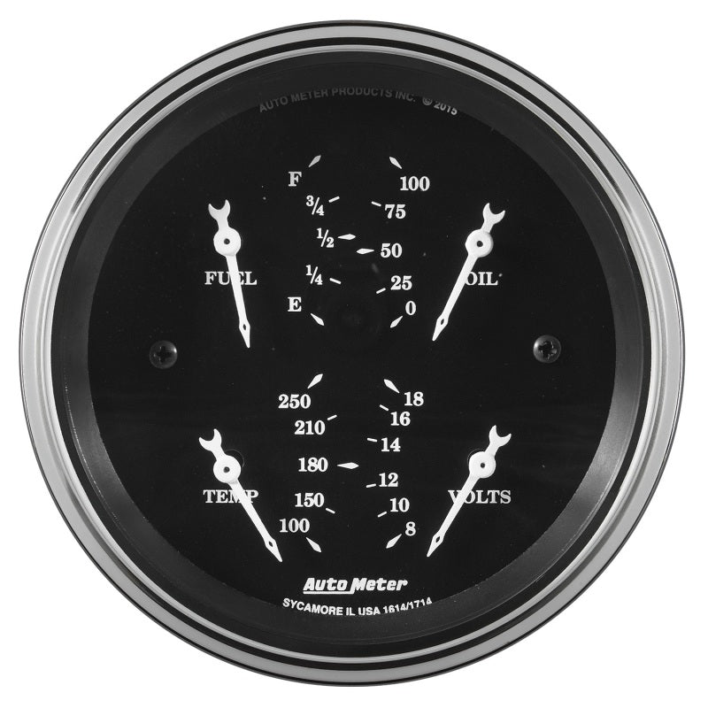Auto Meter Gauge Quad 3 3/8in 0e-90f Elec Old Tyme Black - My Store