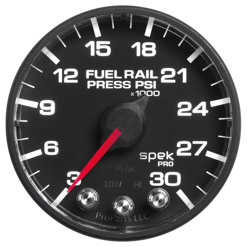 Autometer Spek-Pro Gauge Rail Press 2 1/16in 30Kpsi Stepper Motor W/Peak & Warn Blk/Blk - My Store