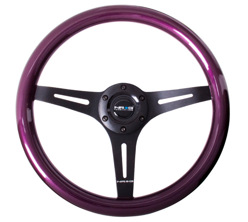 NRG Classic Wood Grain Steering Wheel (350mm) Purple Pearl/Flake Paint w/Black 3-Spoke Center - My Store