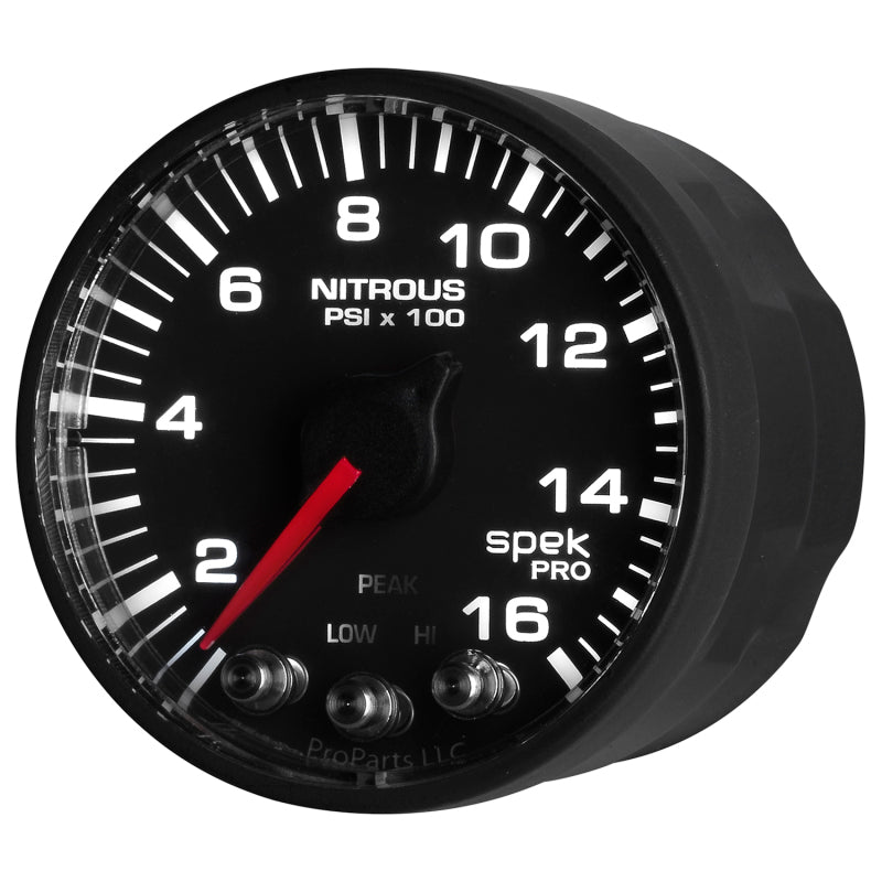 Autometer Spek-Pro Gauge Nitrous Press 2 1/16in 1600psi Stepper Motor W/Peak & Warn Blk/Blk - My Store