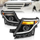 ANZO 11-15 Ford Explorer (w/Factory Halogen HL Only) Projector Headlights w/Light Bar Black Housing - Mammoth Racing -
