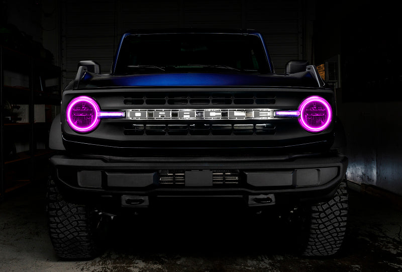 Oracle 21-22 Ford Bronco Headlight Halo Kit w/DRL Bar - Base Headlights ColorSHIFT -w/No Controller - Mammoth Racing -