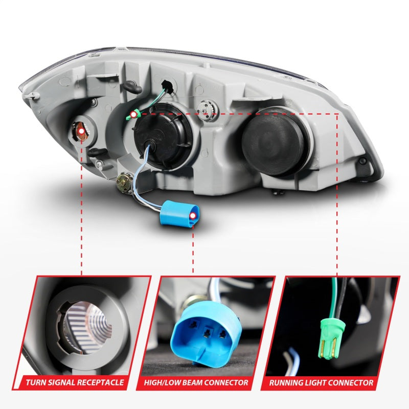 ANZO 05-10 Chevrolet Cobalt / 07-10 Pontiac G5 LED Projector Headlights w/ Seq Black Housing - Mammoth Racing -