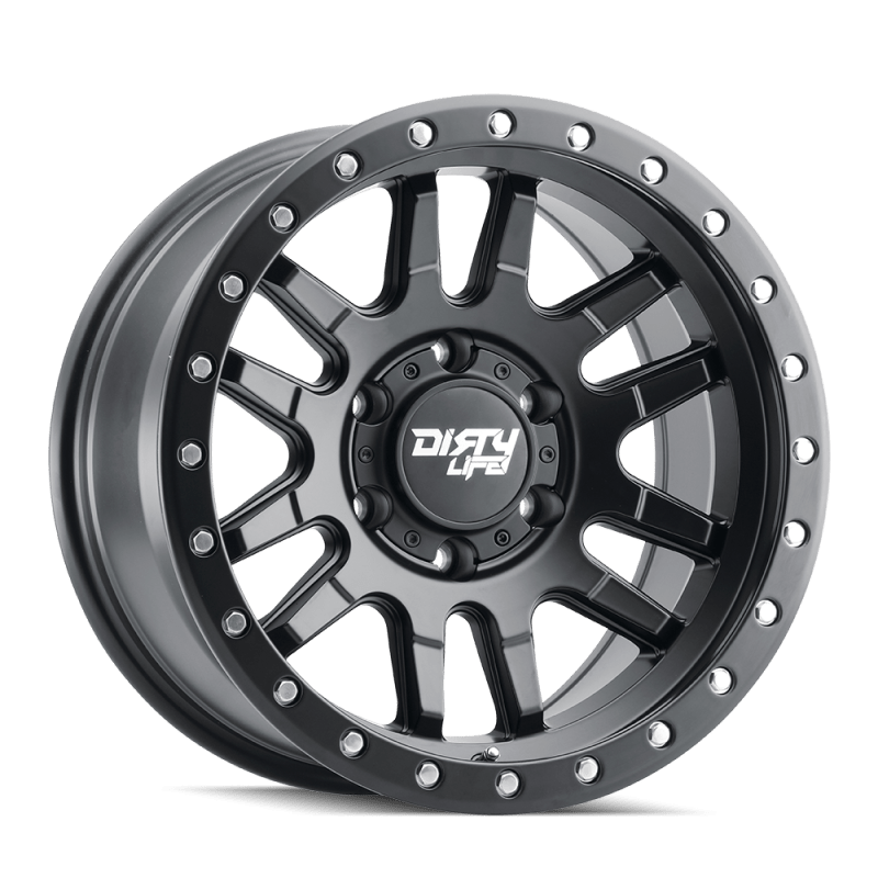 Dirty Life 9309 Canyon Pro 17x9/5x127 BP/-12mm Offset/71.5mm Hub Matte Black Wheel - Beadlock - Mammoth Racing -