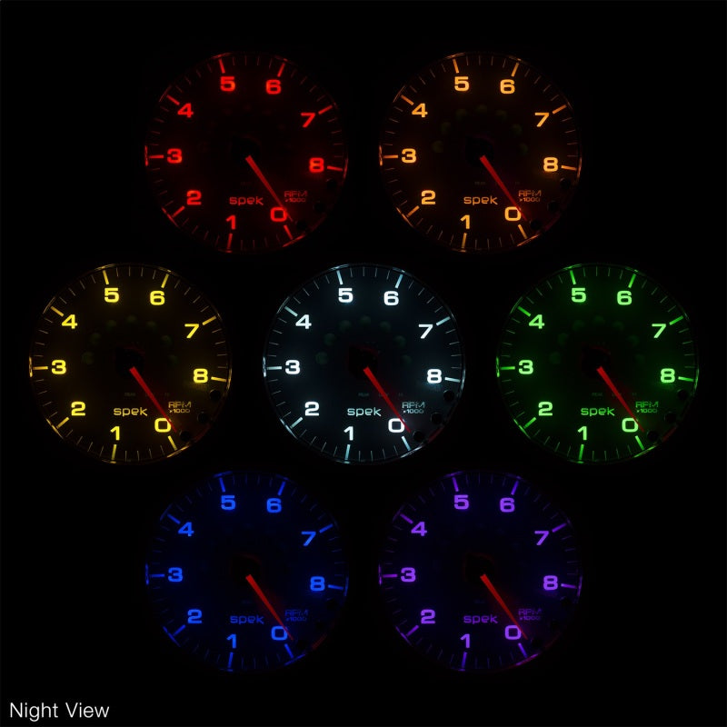 Autometer Spek-Pro Gauge Tach 2 1/16in 11K Rpm W/ Shift Light & Peak Mem Blk/Chrm - My Store