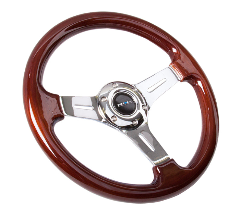 NRG Classic Wood Grain Steering Wheel (330mm) Wood Grain w/Chrome 3-Spoke Center - My Store