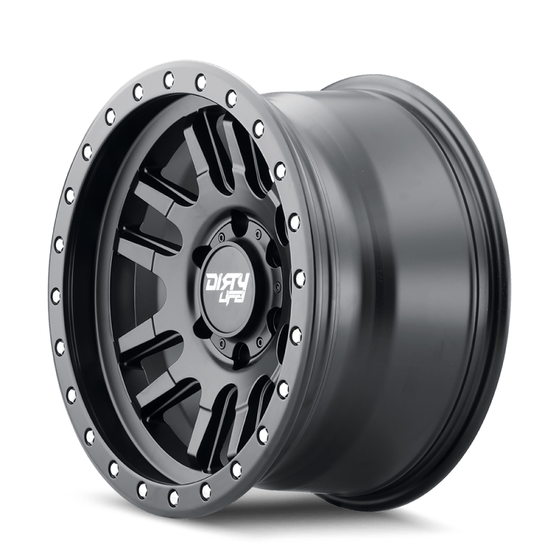 Dirty Life 9309 Canyon Pro 17x9/5x127 BP/-12mm Offset/71.5mm Hub Matte Black Wheel - Beadlock - Mammoth Racing -