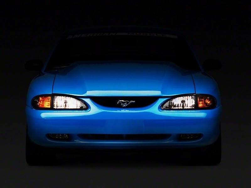 Raxiom 94-98 Mustang Axial Series Cobra Style Headlights- Black Housing (Clear Lens) - Mammoth Racing -