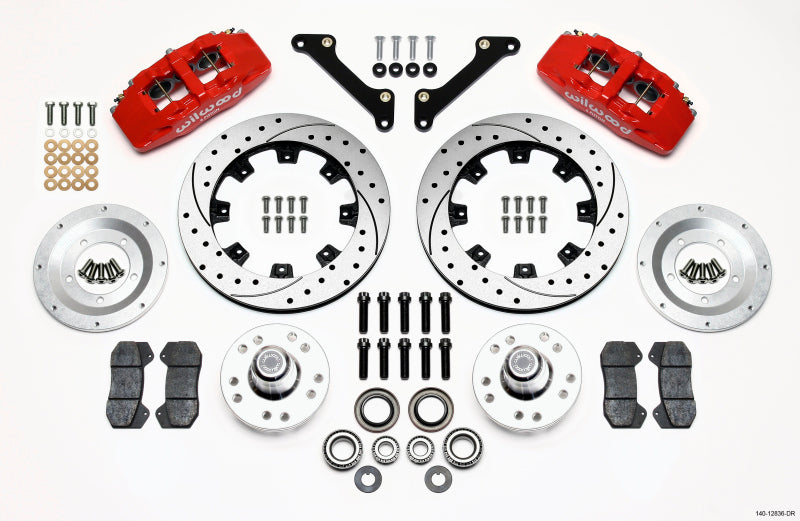 Wilwood Dynapro 6 Front Hub Kit 12.19in Drilled Red 79-81 Camaro - Mammoth Racing -