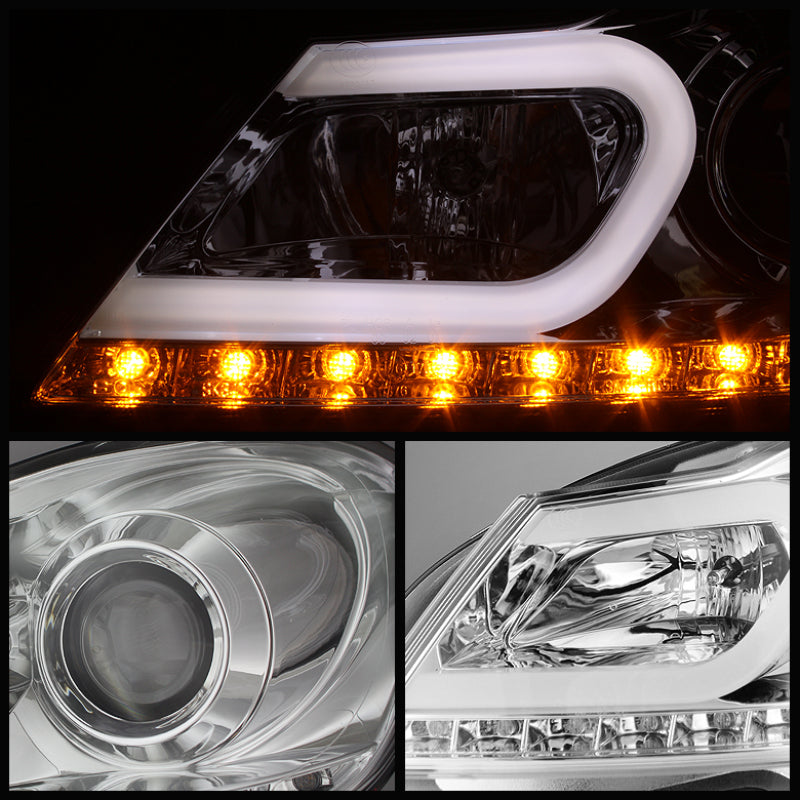 Spyder Mercedes Benz W204 C-Class 12-13 Projector Halogen Model- DRL Chrm PRO-YD-MBW20412-DRL-C - Mammoth Racing -