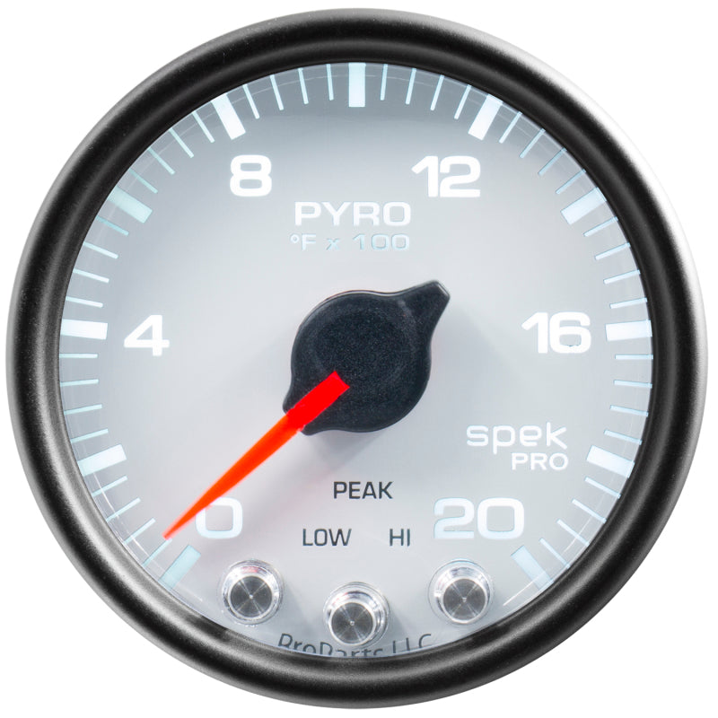 Autometer Spek-Pro Gauge Pyro. (Egt) 2 1/16in 2000f Stepper Motor W/Peak & Warn Wht/Blk - My Store