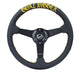 NRG Sport Steering Wheel (350mm / 1.5in Deep) Black Leather/Gold Stitch w/Matte Black Solid Spokes - My Store