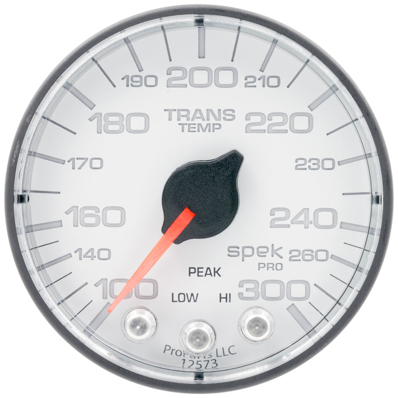 Autometer Spek-Pro 2 1/16in 300 Degree F Stepper Motor W/Peak & Warn White/Black Trans Temp Gauge - My Store