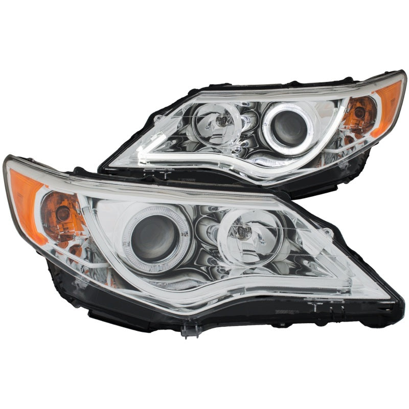 ANZO 2012-2013 Toyota Camry Projector Headlights w/ Halo Chrome - Mammoth Racing -