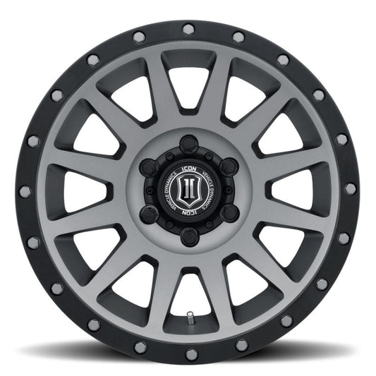 Icon Compression 18x9 6x5.5 0mm Offset 5in BS Titanium Wheel