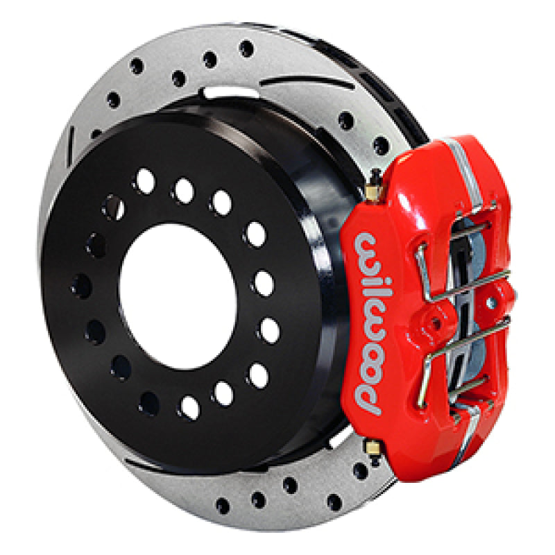 Wilwood Dynapro 12 Bolt Low-Pro Rear Kit w/ E-Brake 11in Drilled & slotted / 2.75-2.81in off - Red - My Store