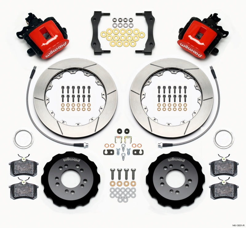 Wilwood Combination Parking Brake Rear Kit 12.88in Red 2013-Up Ford Focus ST w/ Lines - Mammoth Racing -