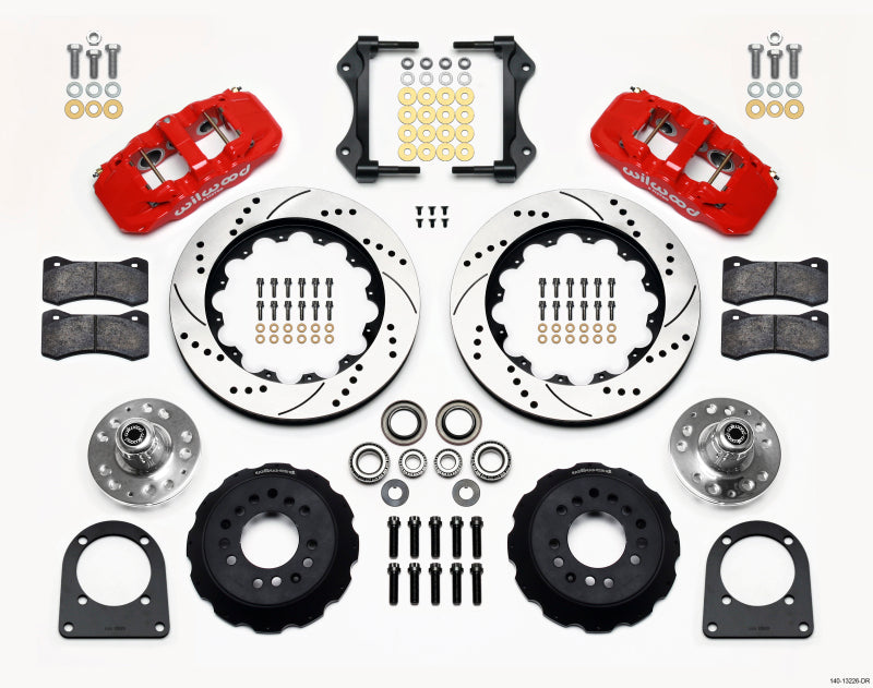 Wilwood Aero6 Front Hub Kit 14.00in Drill Red Tci-ifs 71-78 (Pinto Based) - Mammoth Racing -