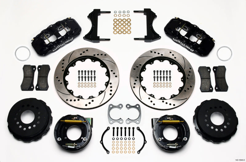 Wilwood Aero4 Rear P-Brake Kit 14.00in Drilled Small Ford 2.50in Offset - Mammoth Racing -