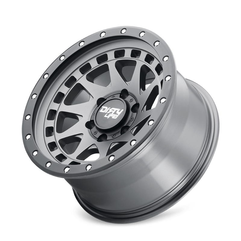 Dirty Life 9311 Enigma Pro 17x9/6x139.7 BP/-12mm Offset/106mm Hub Satin Graphite Wheel - Beadlock - Mammoth Racing -