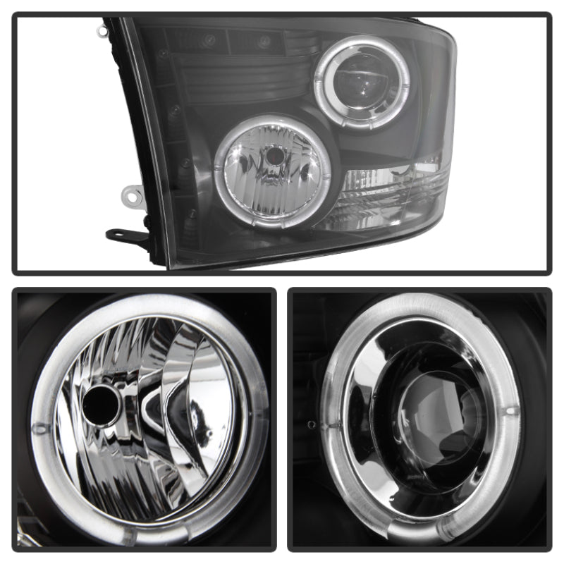 Spyder Dodge Ram 1500 09-14 10-14 Projector Headlights Halogen- LED Halo LED - Blk PRO-YD-DR09-HL-BK - Mammoth Racing -