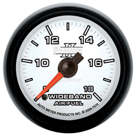 Autometer Phantom II 52mm Full Sweep Electronic 8:1-18:1 AFR Wideband Air/Fuel Ratio Analog Guage - My Store