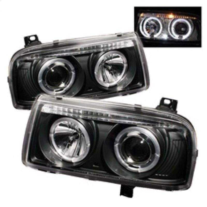 Spyder Volkswagen Jetta III 93-98 Projector Headlights LED Halo Blk High H1 Low H1 PRO-YD-VJ93-HL-BK - Mammoth Racing -