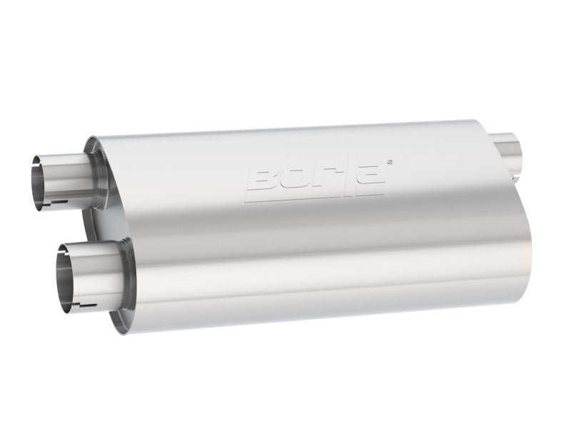 Borla Universal Pro-XS Muffler Oval 3in Inlet/ 2.5in Dual Outlet Transverse Flow Notched Muffler - My Store