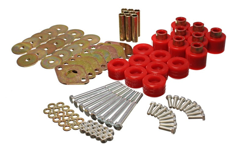 Energy Suspension Body Mount Set 1in Lift W/Hardware - Red - Mammoth Racing -