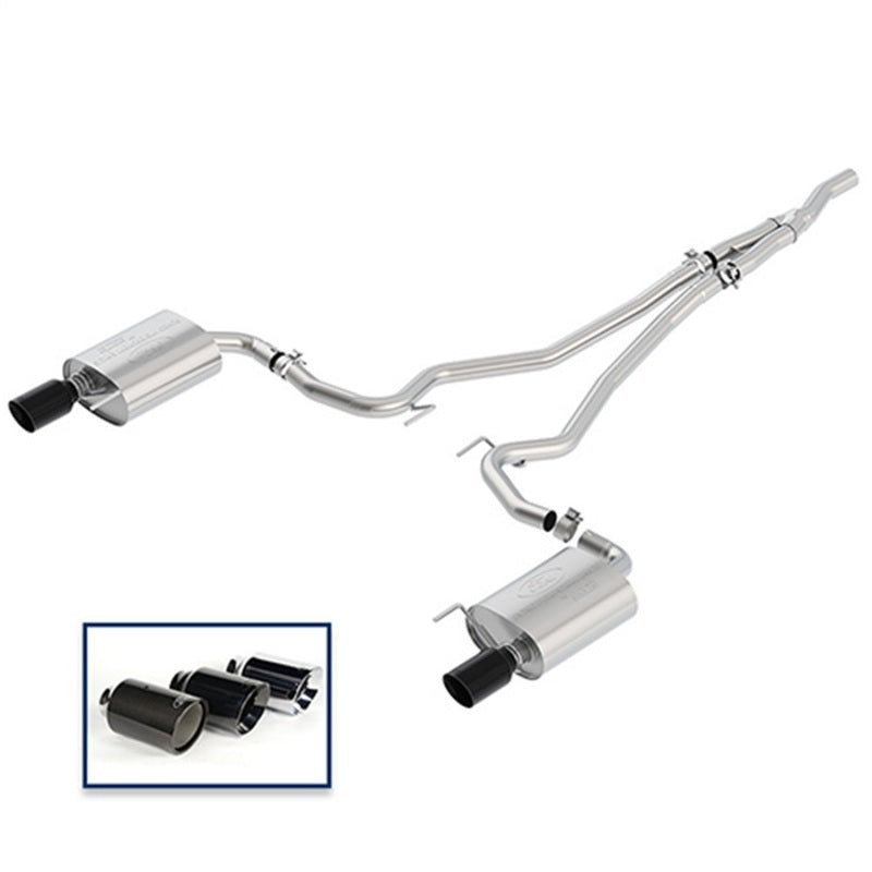 Ford Racing 18+ Mustang 2.3L EcoBoost Cat-Back Touring Exhaust System w/Black Chrome Tips - Mammoth Racing -