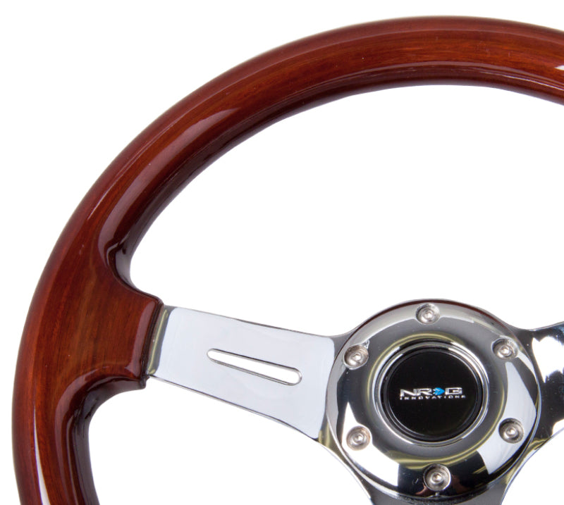 NRG Classic Wood Grain Steering Wheel (330mm) Wood Grain w/Chrome 3-Spoke Center - My Store