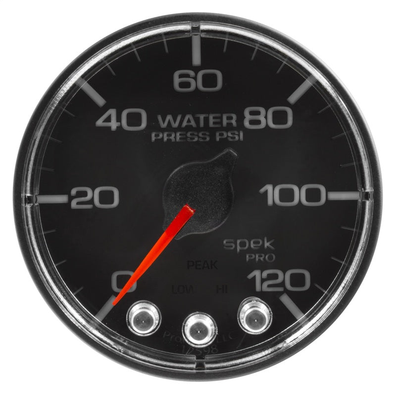 Autometer Spek-Pro Gauge Water Press 2 1/16in 120psi Stepper Motor W/Peak & Warn Blk/Chrm - My Store