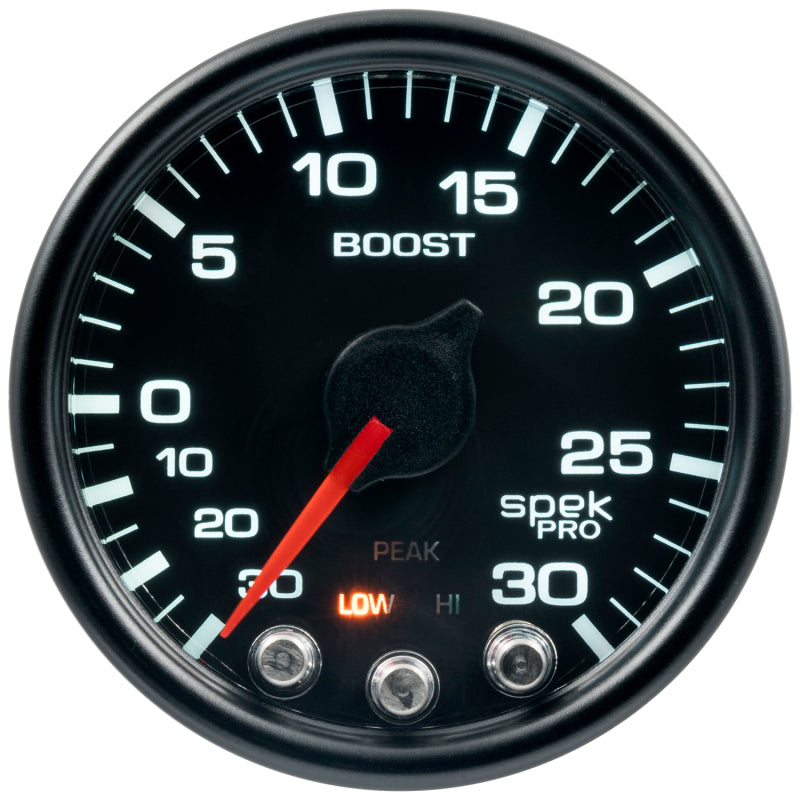 Autometer Spek-Pro Gauge Vac/Boost 2 1/16in 30Inhg-30psi Stepper Motor W/Peak & Warn Black/Black - My Store