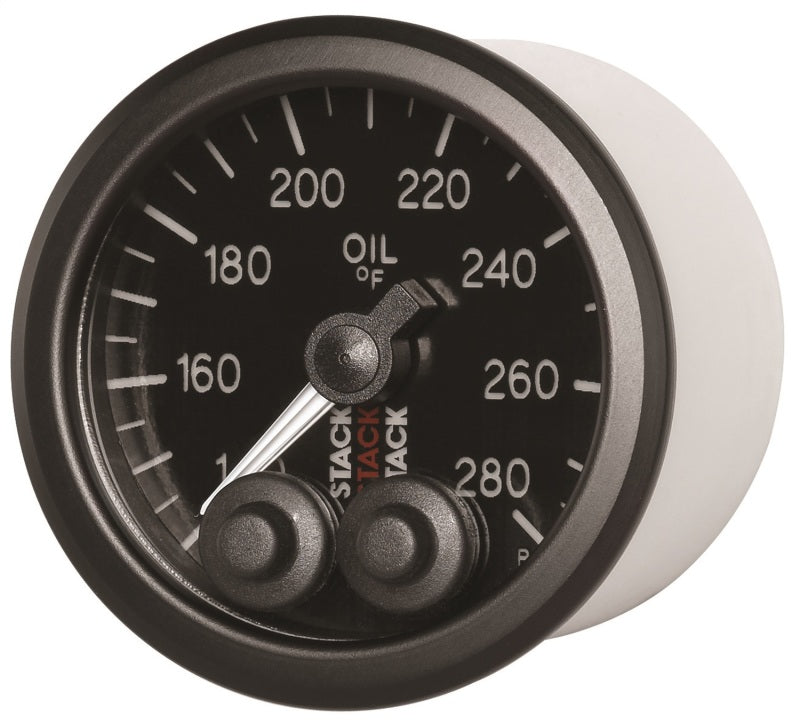 Autometer Stack Instruments 52mm 140-280 Deg F 1/8in Nptf Male Pro Control Oil Temp Gauge - Black - My Store