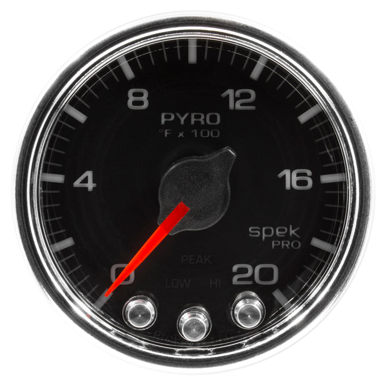 Autometer Spek-Pro Gauge Pyro. (Egt) 2 1/16in 2000f Stepper Motor W/Peak & Warn Blk/Chrm - My Store