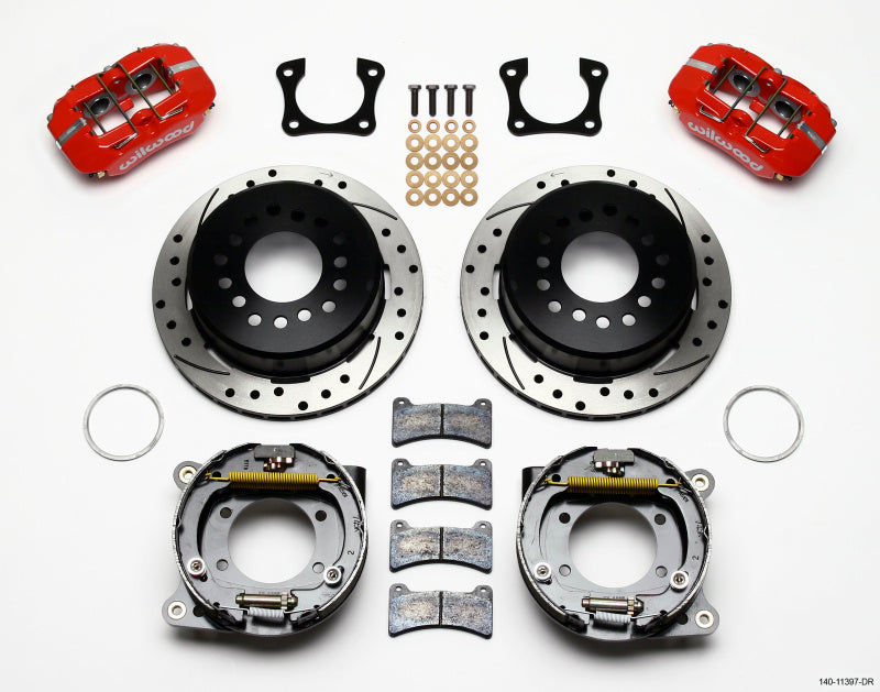 Wilwood Dynapro Low-Profile 11.00in P-Brake Kit Drill-Red 58-64 Olds/Pontiac Ends 2.81in Offset - Mammoth Racing -