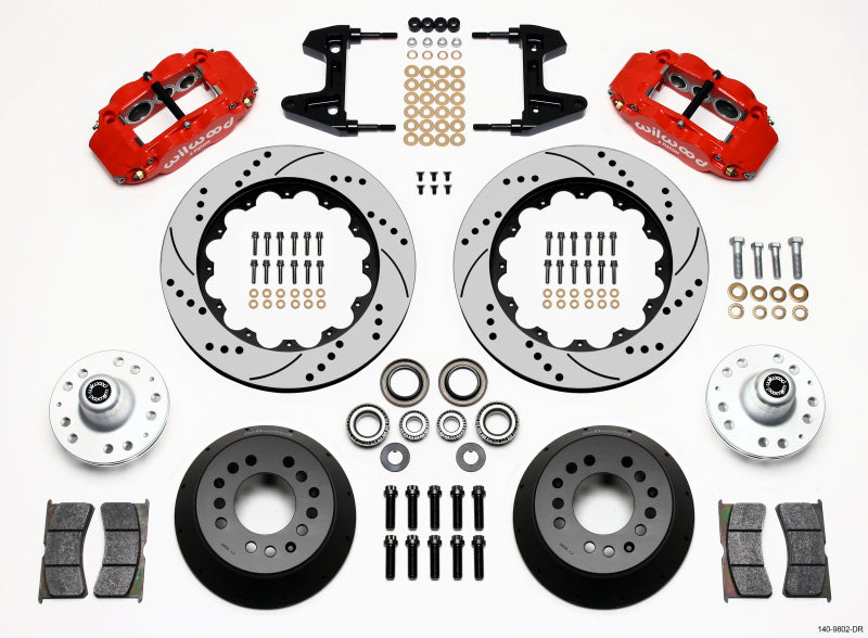 Wilwood Narrow Superlite 6R Front Hub Kit 14.00in Drill Red 74-80 Pinto/Mustang II Disc Spindle only - My Store