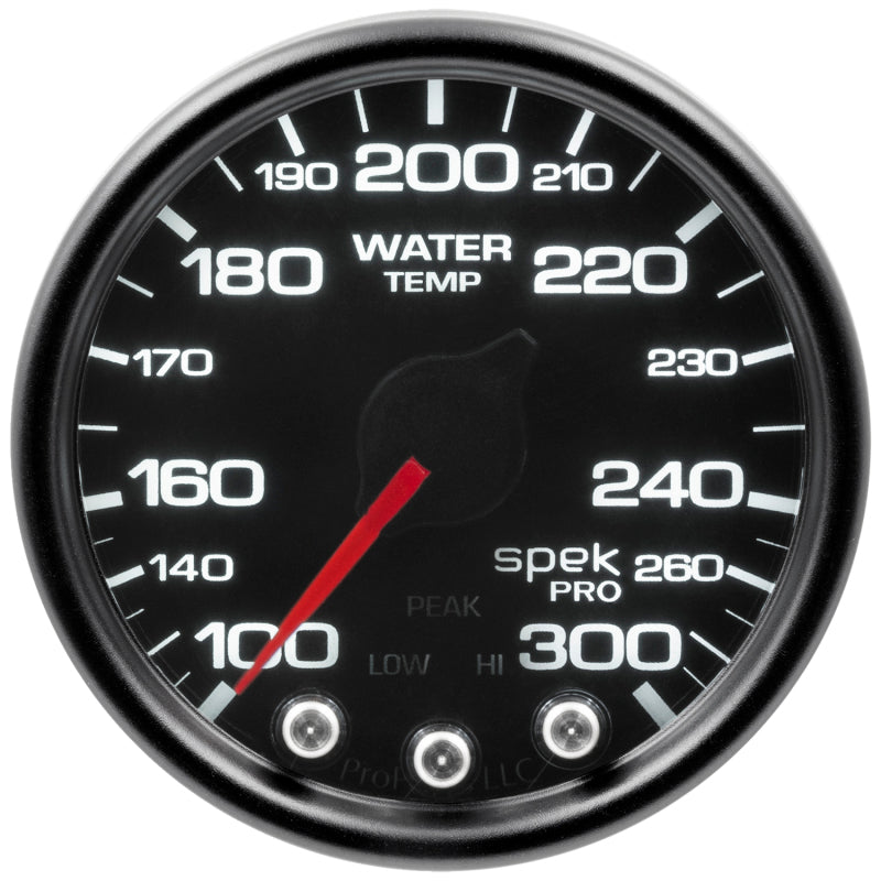 Autometer Spek-Pro Gauge Water Temp 2 1/16in 300f Stepper Motor W/Peak & Warn Blk/Smoke/Blk - My Store
