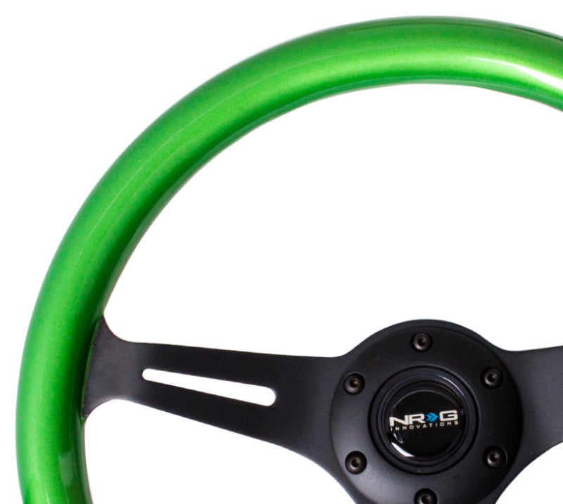 NRG Classic Wood Grain Steering Wheel (350mm) Green Pearl/Flake Paint w/Black 3-Spoke Center - My Store