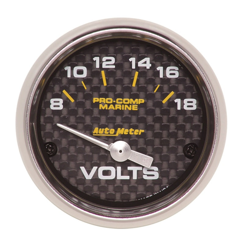 Autometer Marine Carbon Fiber 2-1/16in 18V Electric Voltmeter Gauge - My Store