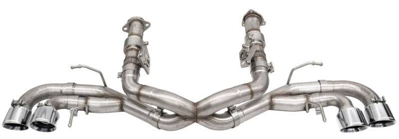 Corsa 2020 Corvette C8 3in Xtreme Cat-Back Exhaust 4.5in Pol Quad Tips - Integrates stock AFM Valve - Mammoth Racing -