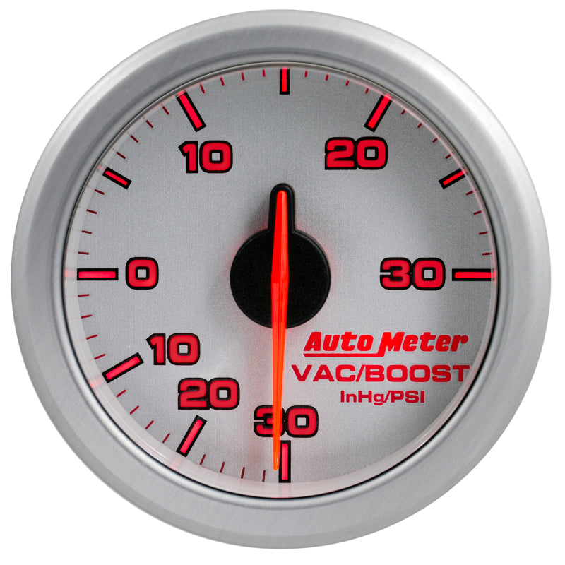 Autometer Airdrive 2-1/6in Boost/Vac Gauge 30in Hg/30 PSI - Silver - My Store