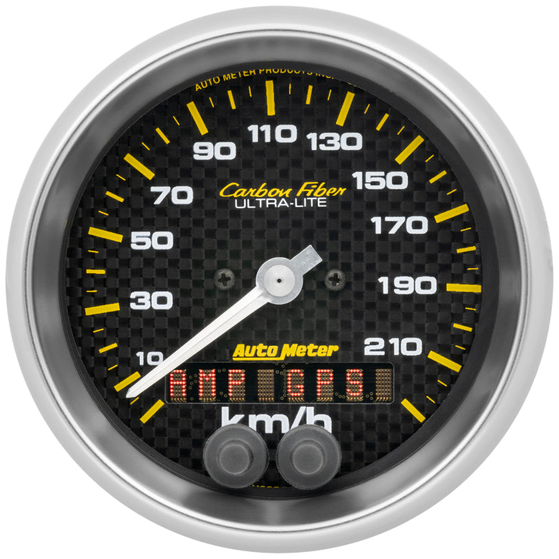 Autometer Carbon Fiber 3-3/8in. 0-225km/h (gps) Speedometer Gauge - My Store