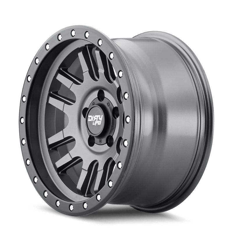 Dirty Life 9309 Canyon Pro 17x9/5x127 BP/-12mm Offset/71.5mm Hub Satin Graphite Wheel - Beadlock - Mammoth Racing -