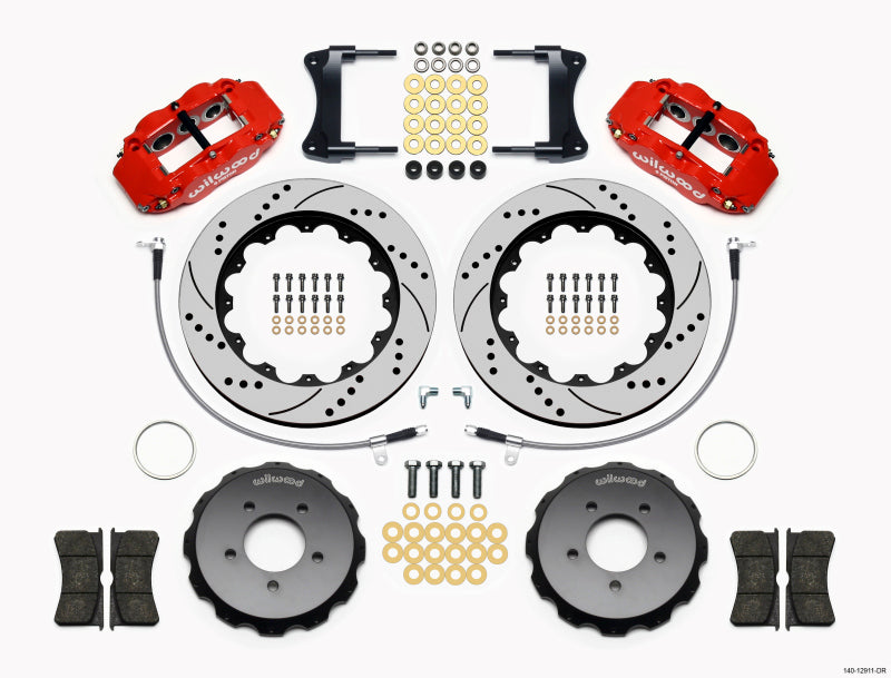 Wilwood Narrow Superlite 6R Front Hat Kit 14.00in Drill Red 2005-Up Mazda Miata w/ Lines - Mammoth Racing -