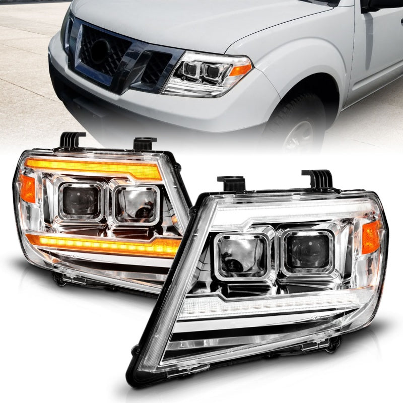 ANZO 09-20 Nissan Frontier Chrome Projector Plank Style DRL w/ Switchback & Sequential LED DRL - Mammoth Racing -