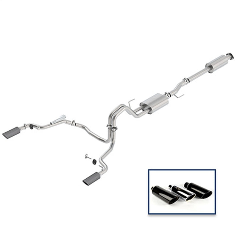 Ford Racing 15-18 F-150 5.0L Cat-Back Sport Exhaust System - Rear Exit Carbon Fiber Tips - Mammoth Racing -